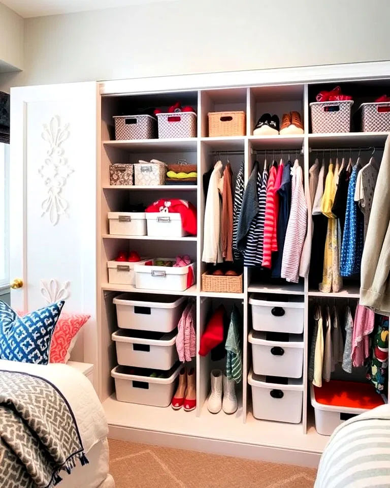 Organized shared closets in kids' room