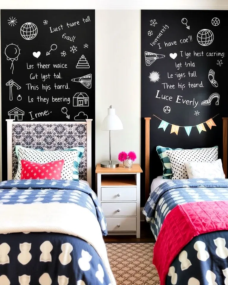Accent walls in shared kids' room