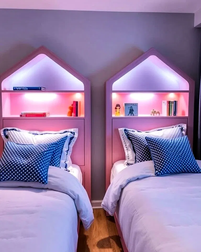Personalized headboards with shelves and lighting