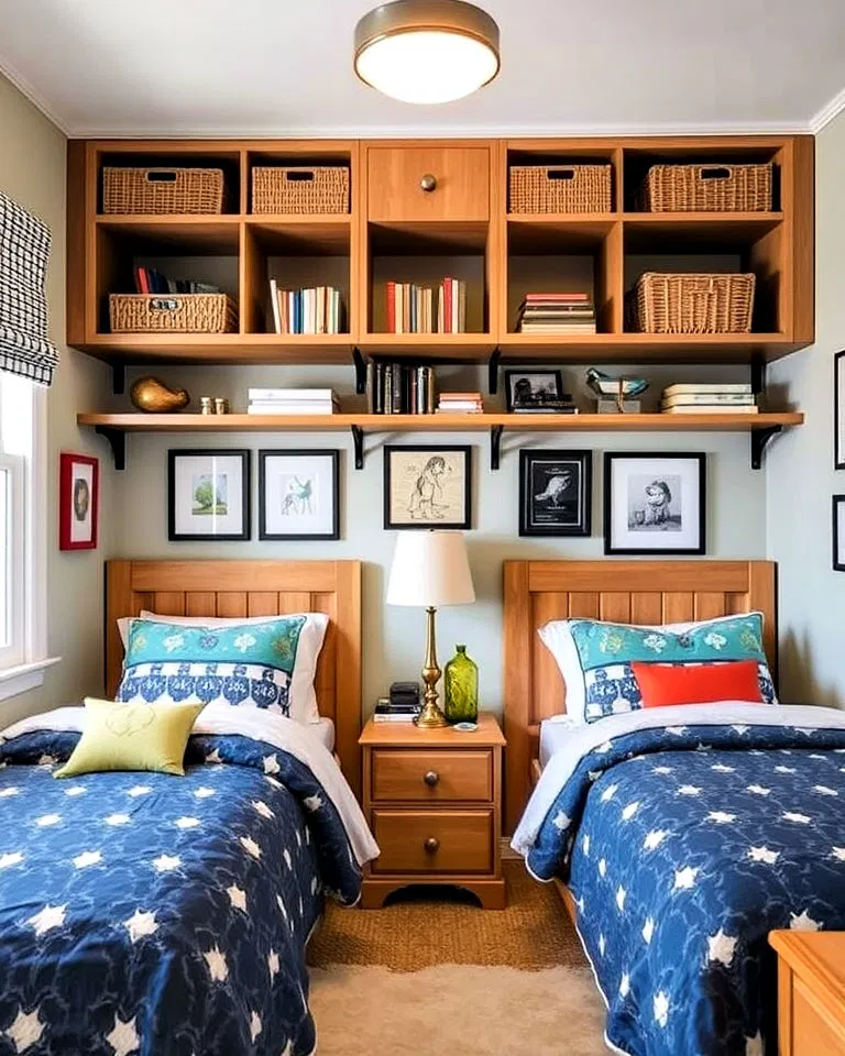 Overhead storage in kids' room