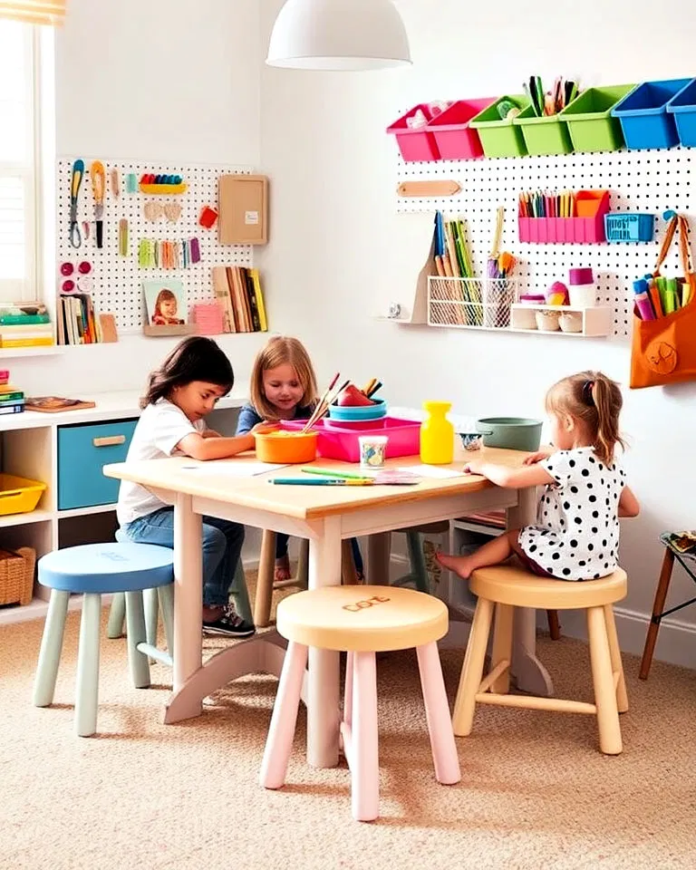 Collaborative craft corner in kids' room