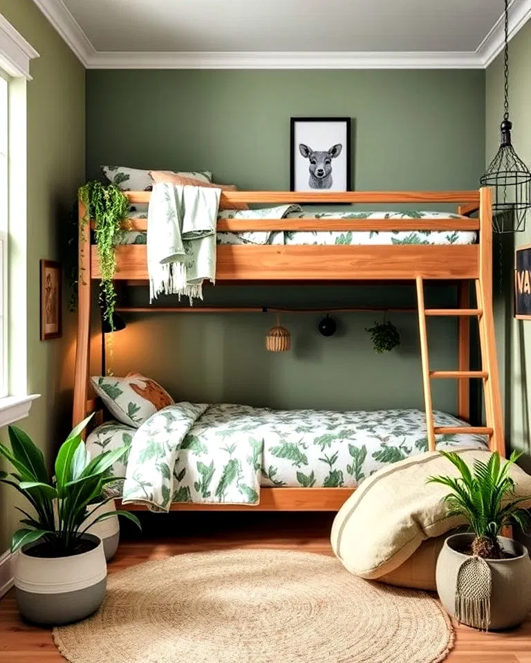 Nature-themed shared kids' room