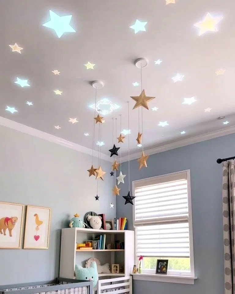 Creative ceiling décor in shared kids' room