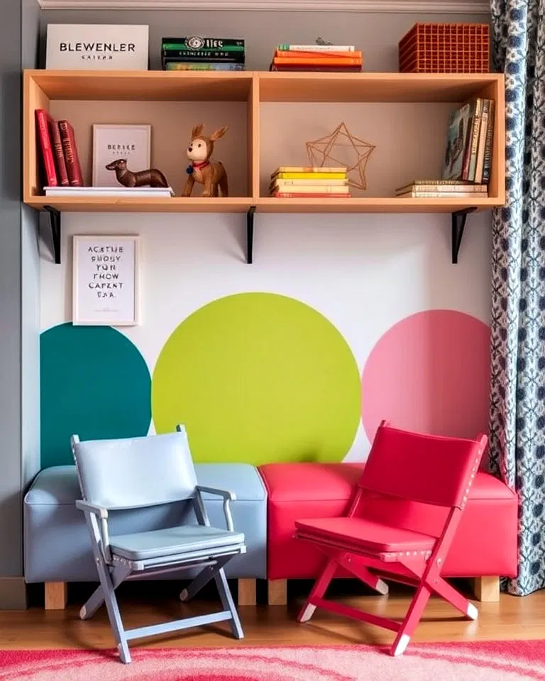 Multifunctional seating in shared kids' room