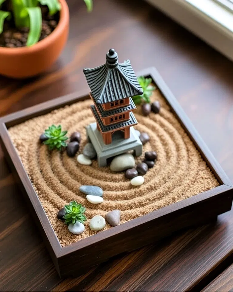 Miniature pagoda Zen garden
