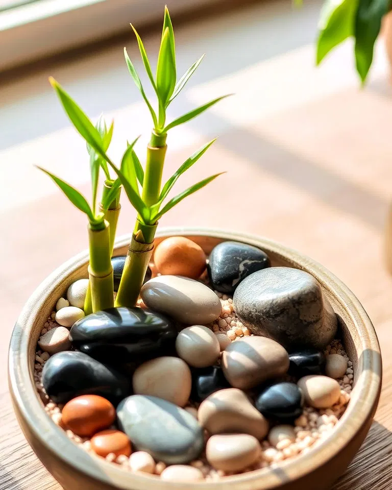 Bamboo and pebble Zen garden
