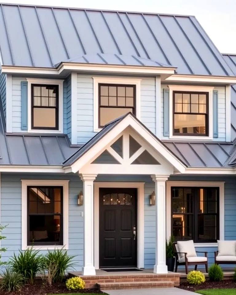 soft blue with metal roofing