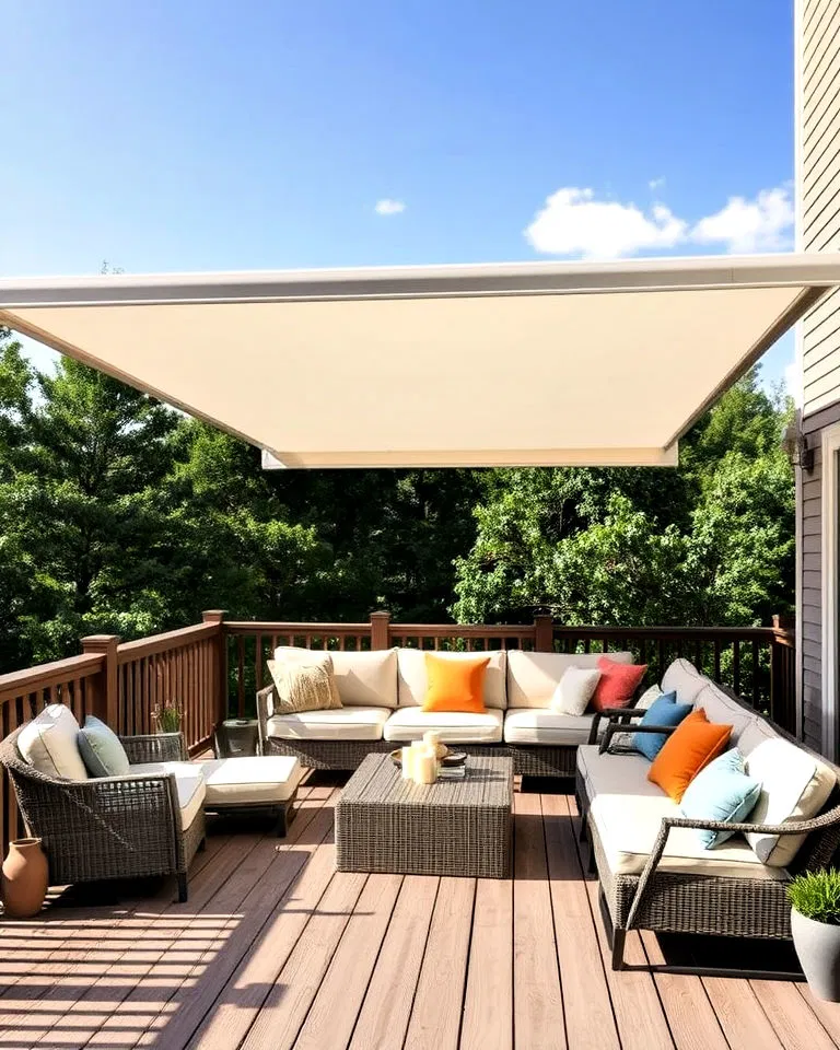 shaded lounge with retractable canopy