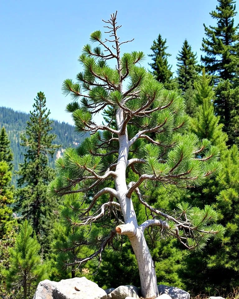 Whitebark pine in mountainous terrain