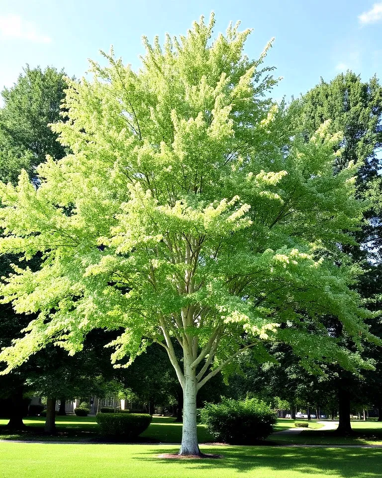 Silver maple with pale bark and fast growth