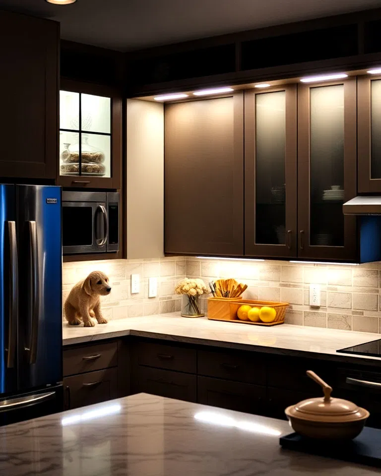 under cabinet LED lighting in kitchen