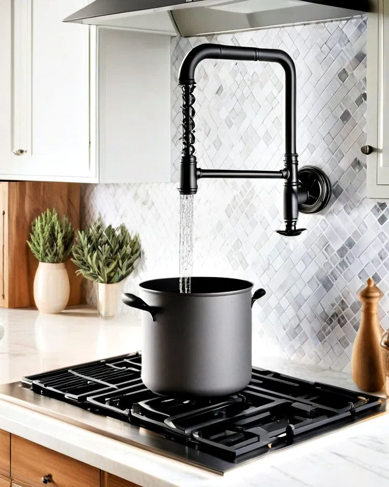 pot filler faucet above stove