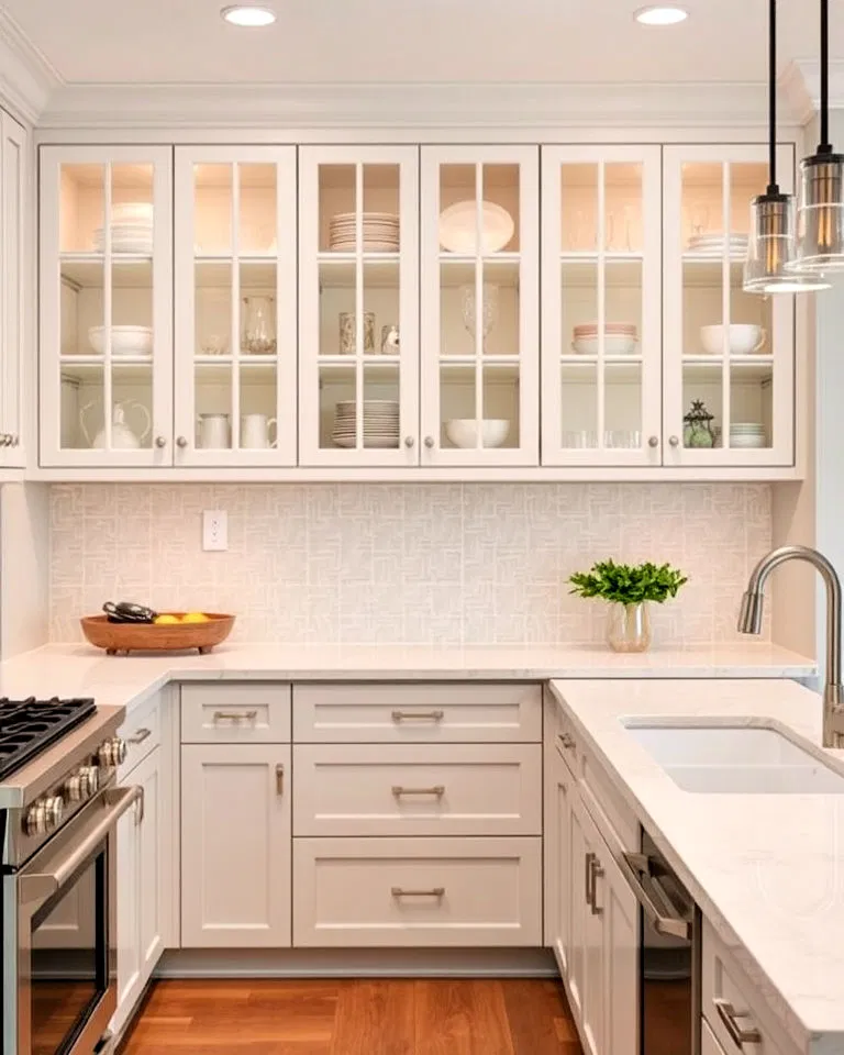 glass cabinet doors in kitchen