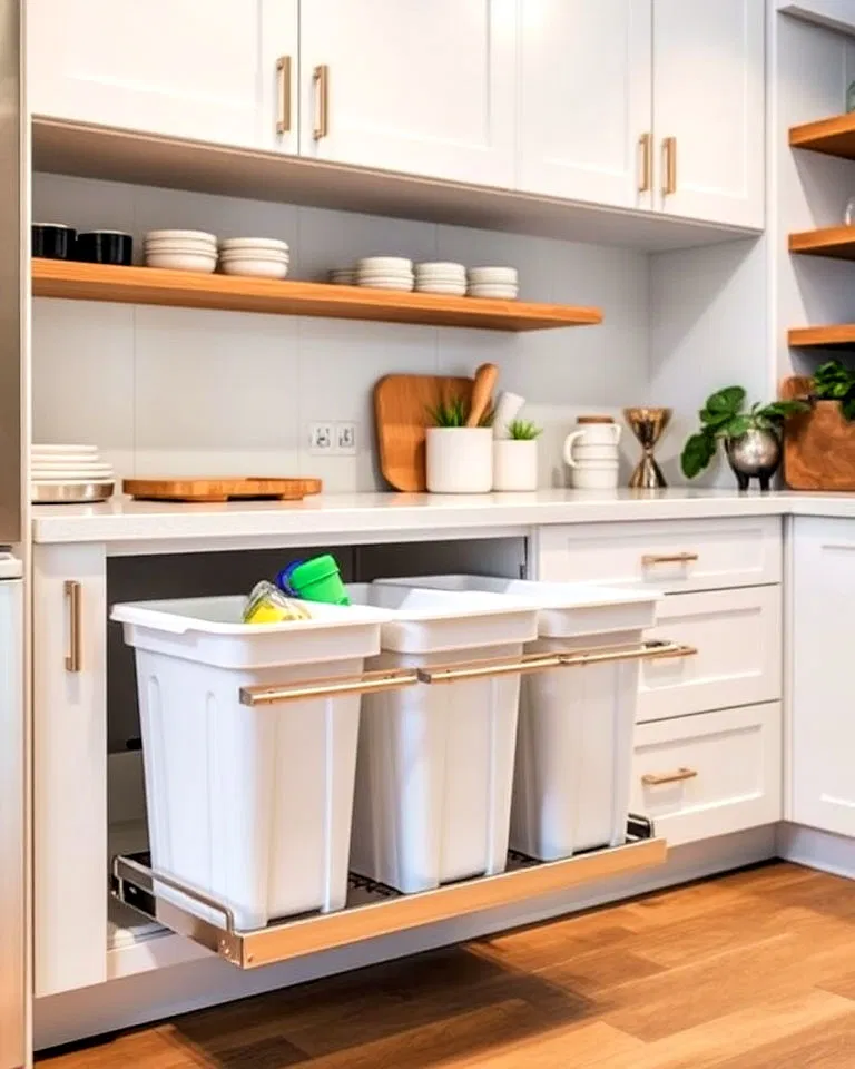 pull-out trash and recycling bins