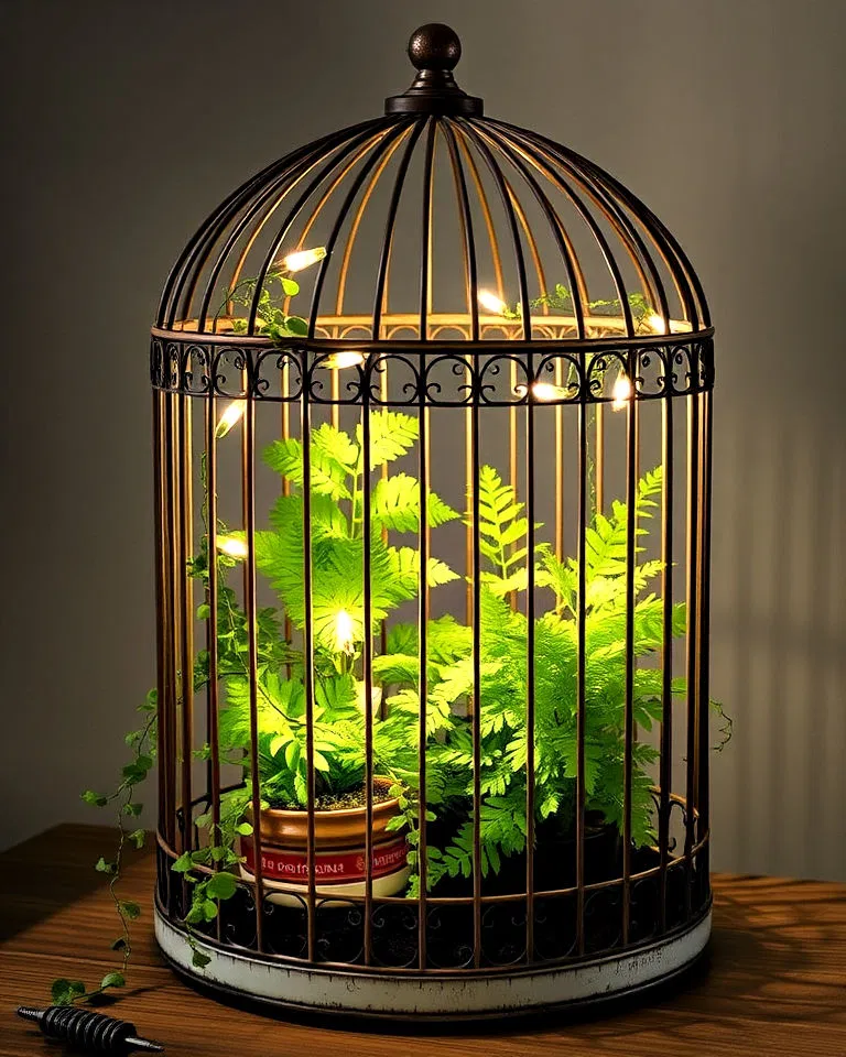 antique birdcage terrarium