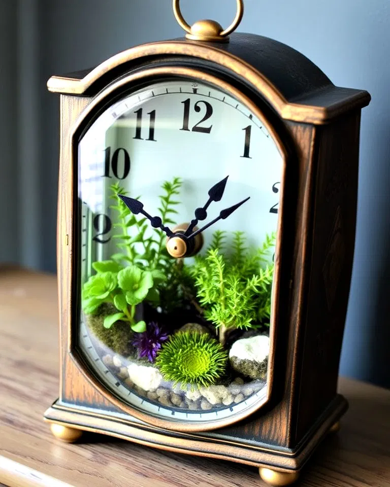 antique clock terrarium