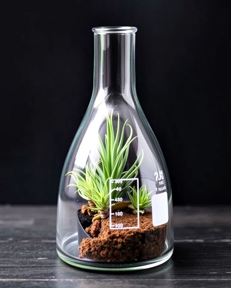 science lab beaker terrarium
