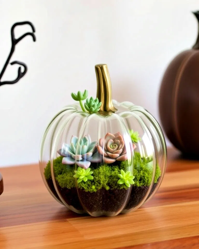 seasonal pumpkin terrarium