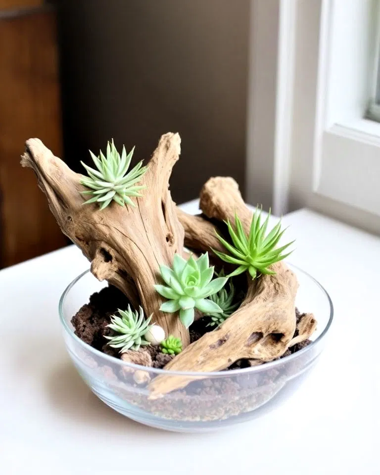 rustic driftwood terrarium