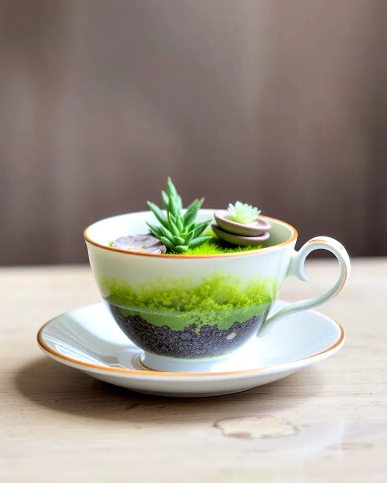 dainty teacup terrarium