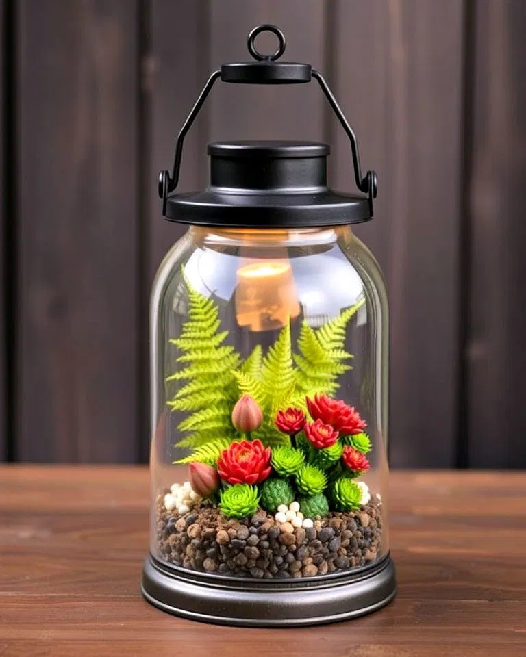rustic glass lantern terrarium