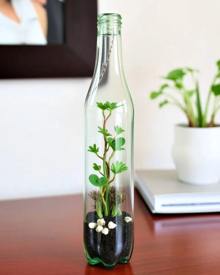 upcycled soda bottle terrarium