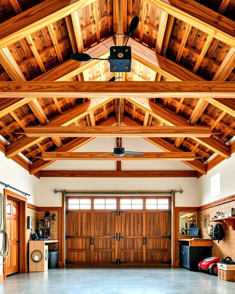exposed beam ceiling garage