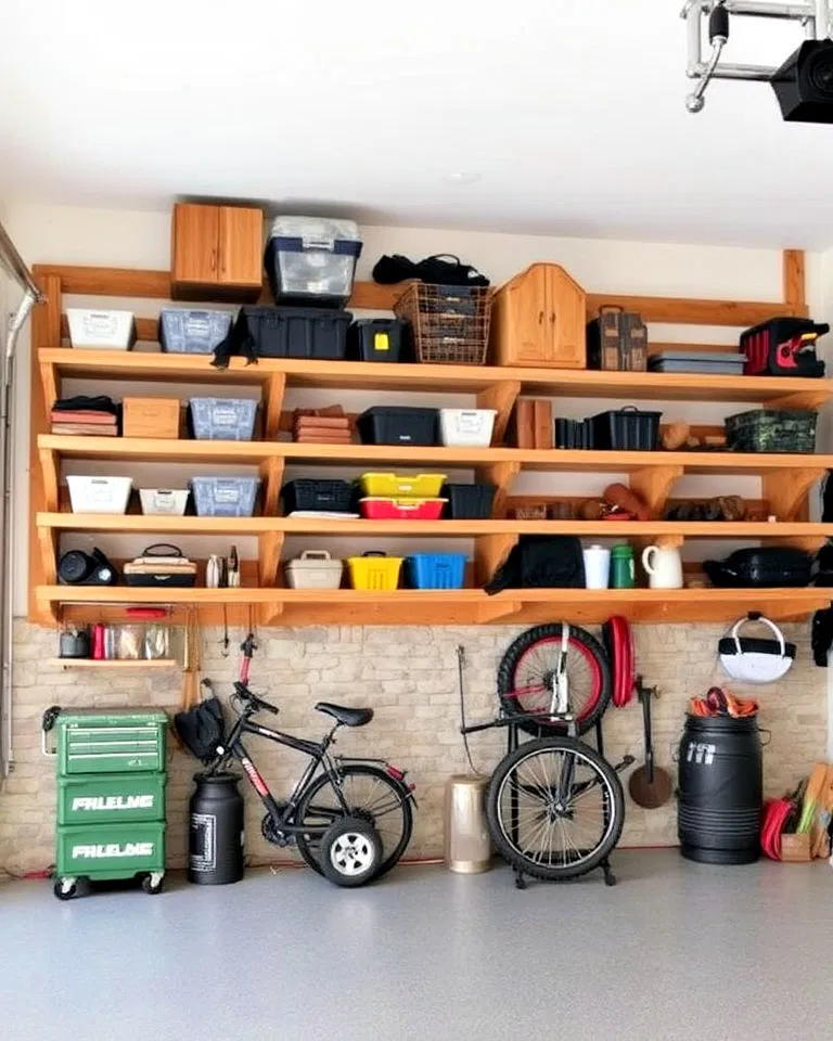rustic wood garage shelving