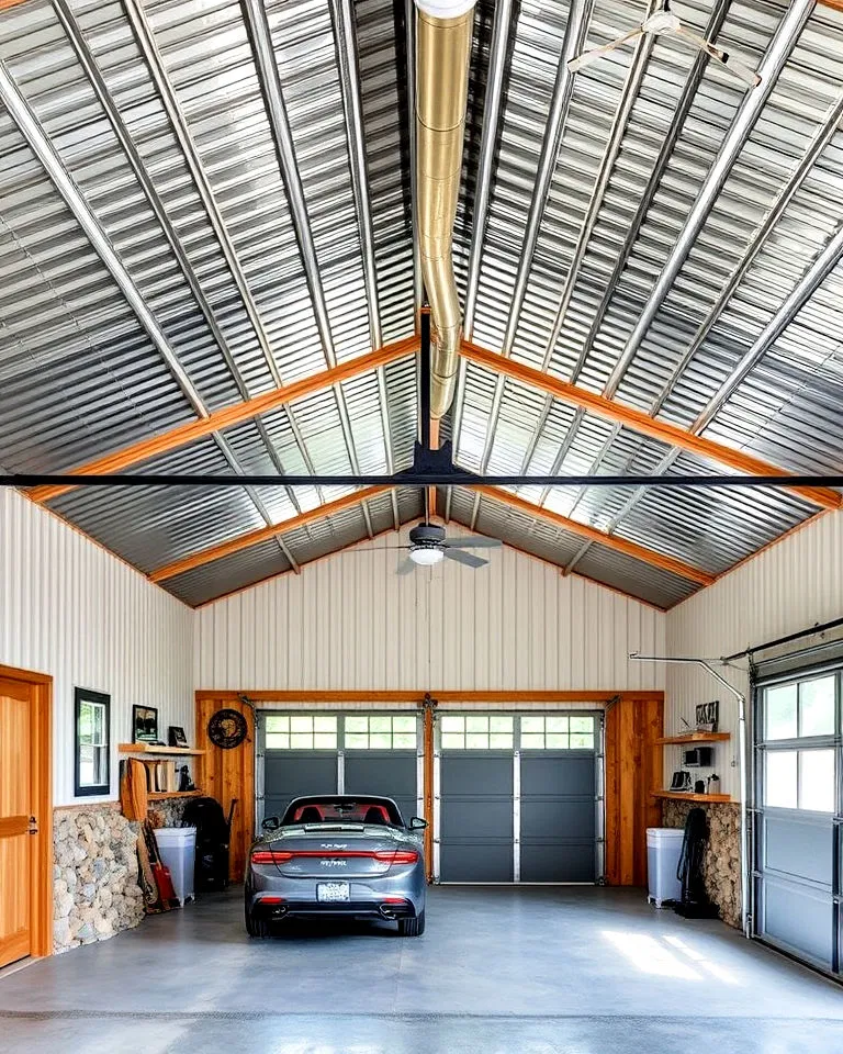 corrugated metal ceiling rustic garage