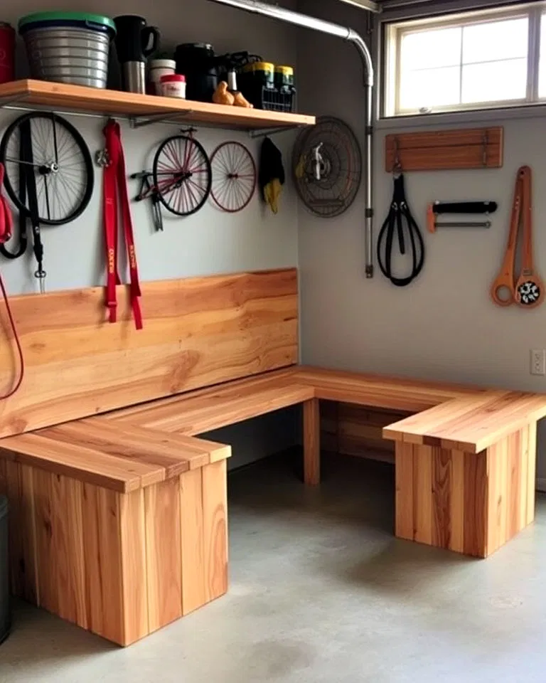 raw wood benches for garage