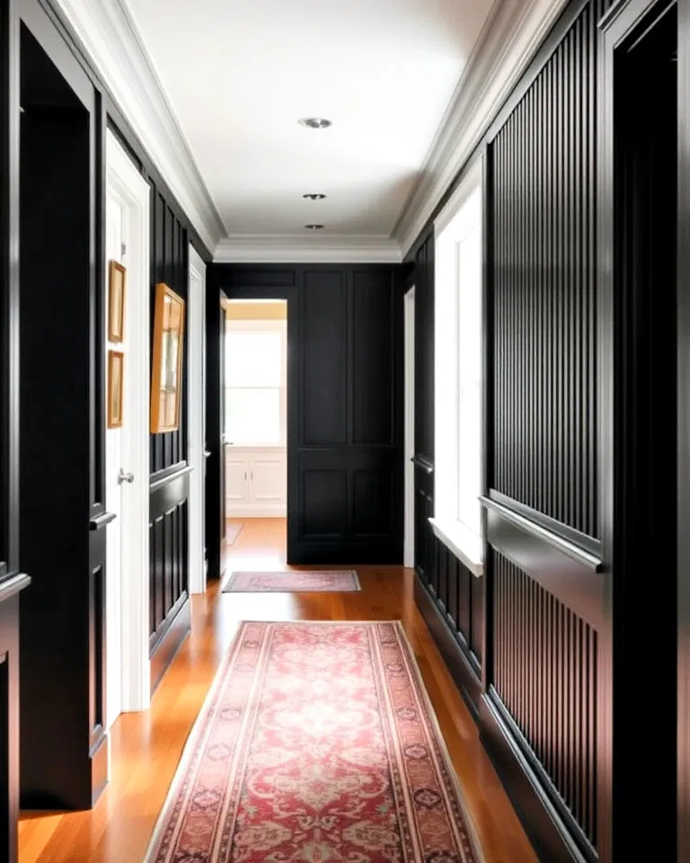 black paneled walls