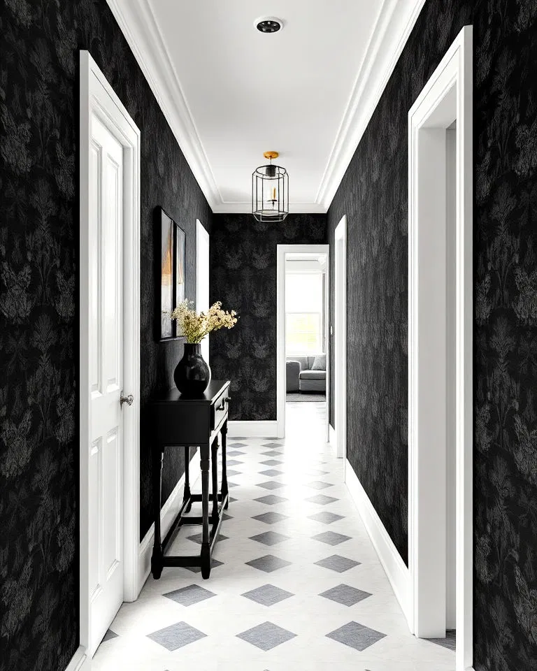 patterned black wallpaper