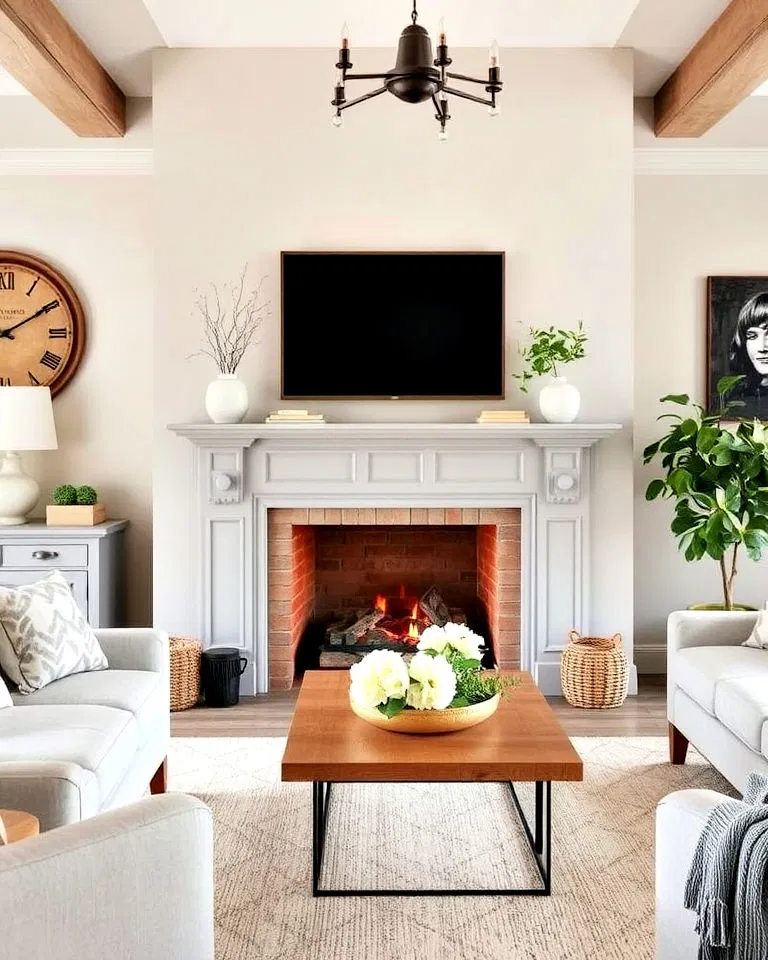 soft gray painted mantel