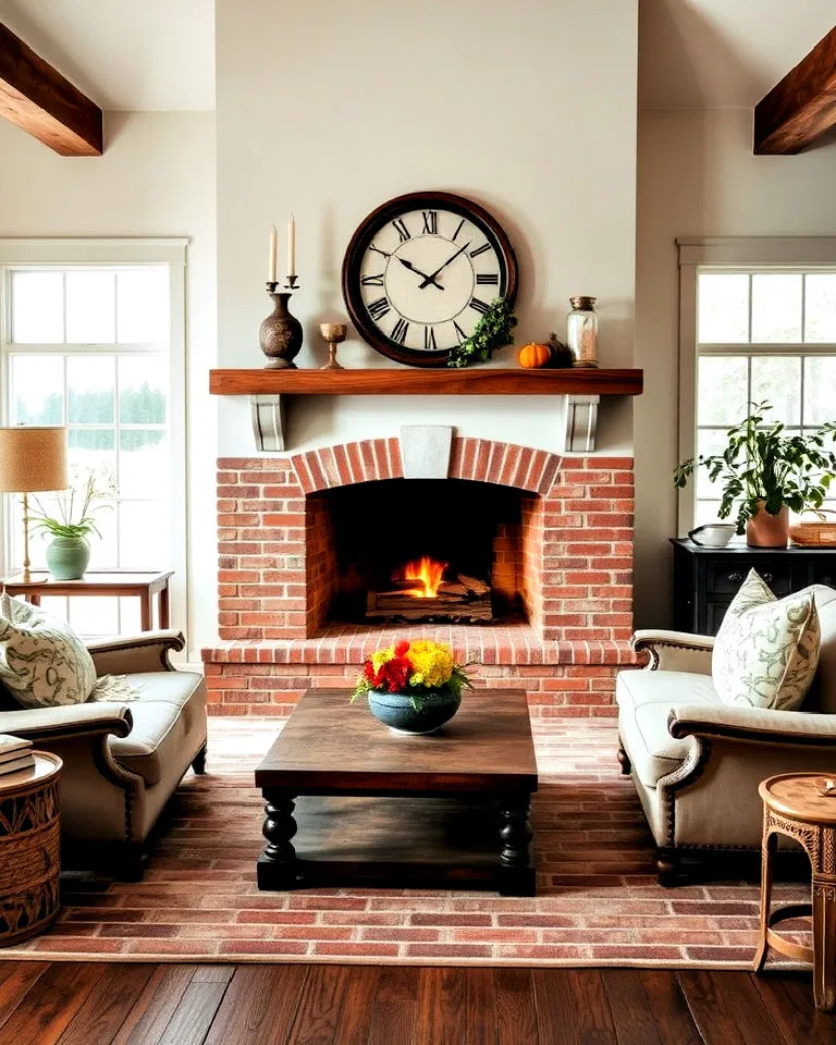 rustic brick hearth