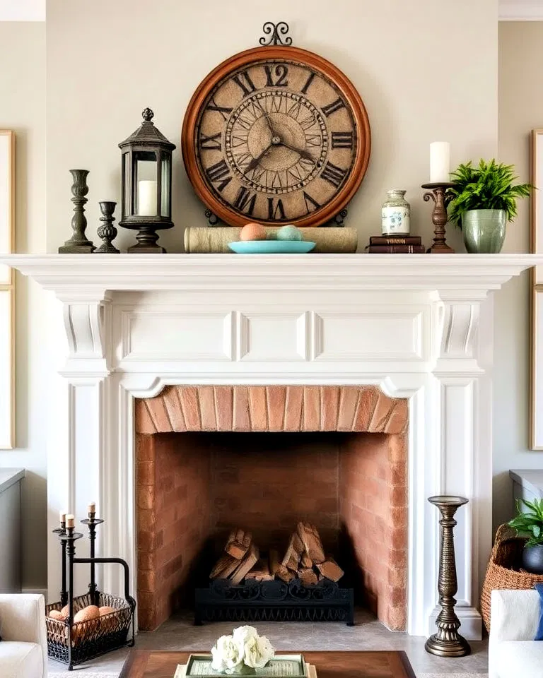 patina metal mantel decor