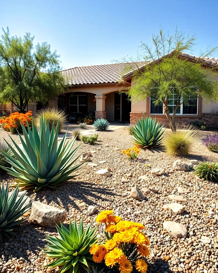 Xeriscape installation in Arizona front yard