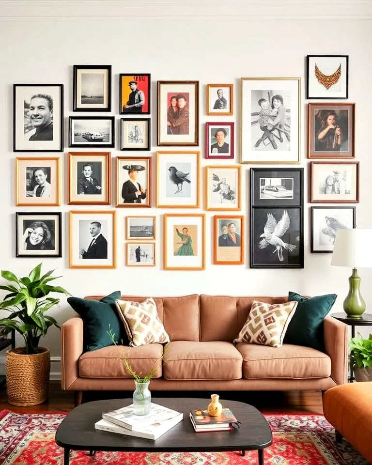 Personalized gallery wall in eclectic design