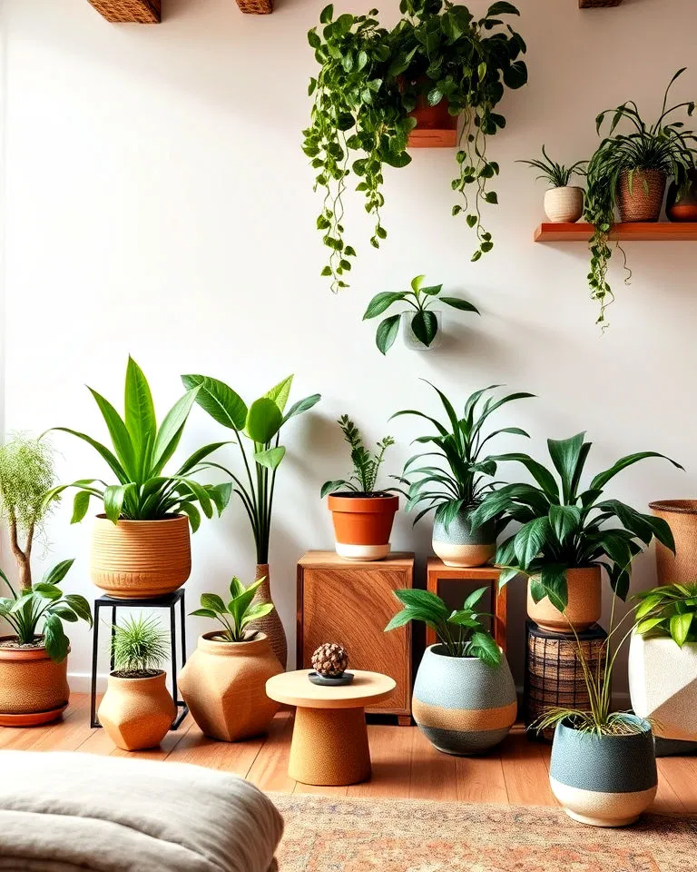 Indoor plants in eclectic interiors
