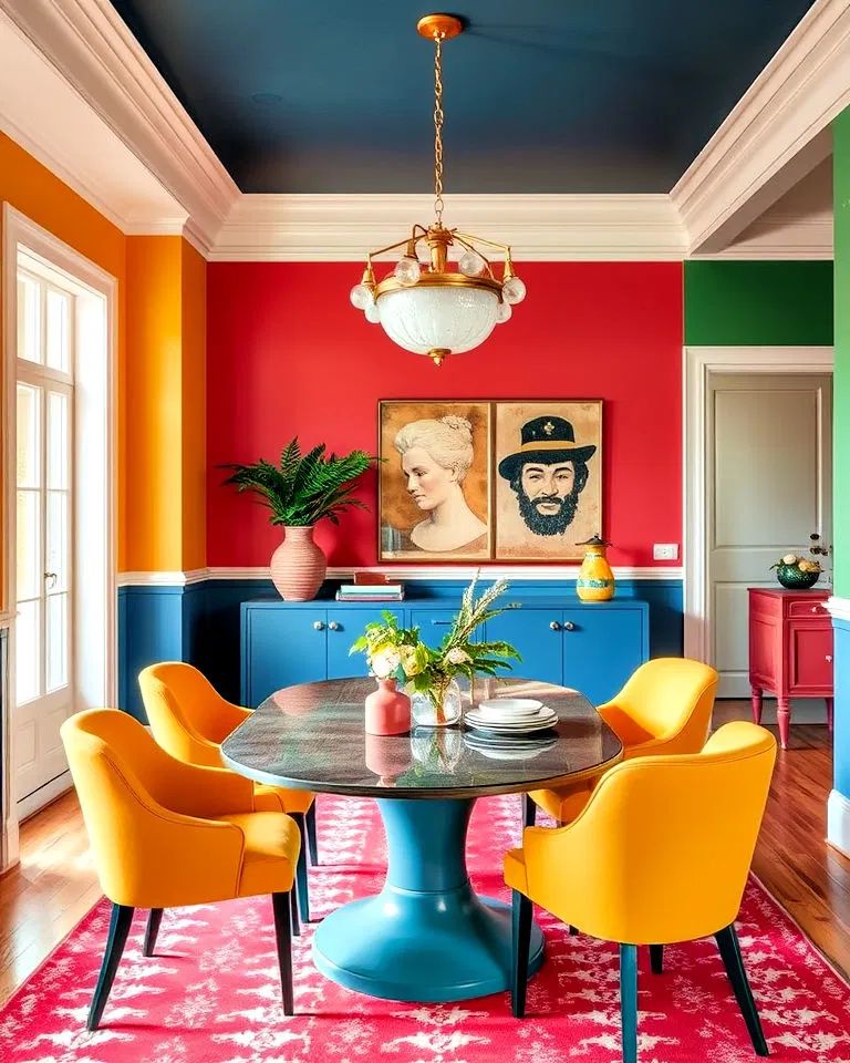 Color blocking in eclectic interiors