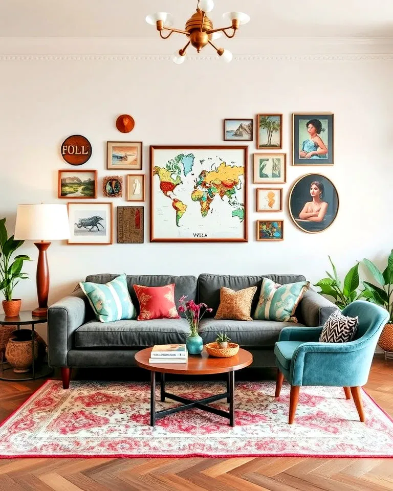 Personal memorabilia in eclectic decor