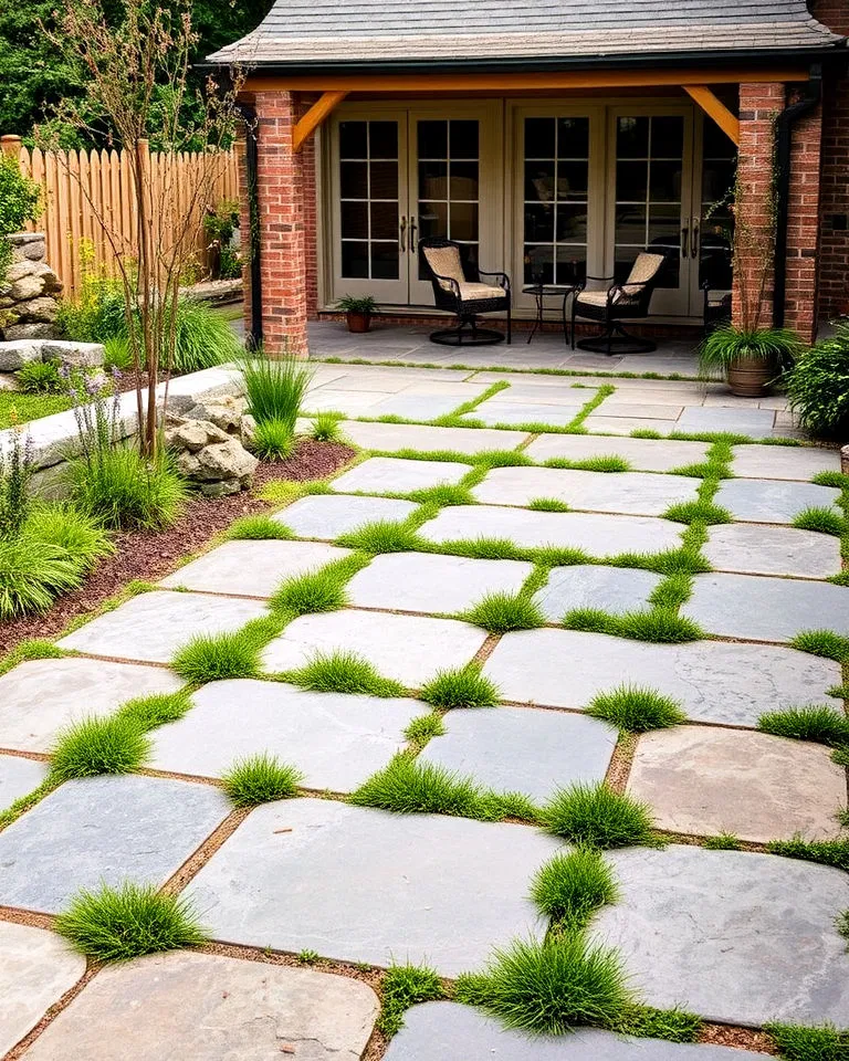 Bluestone with Grass Joints