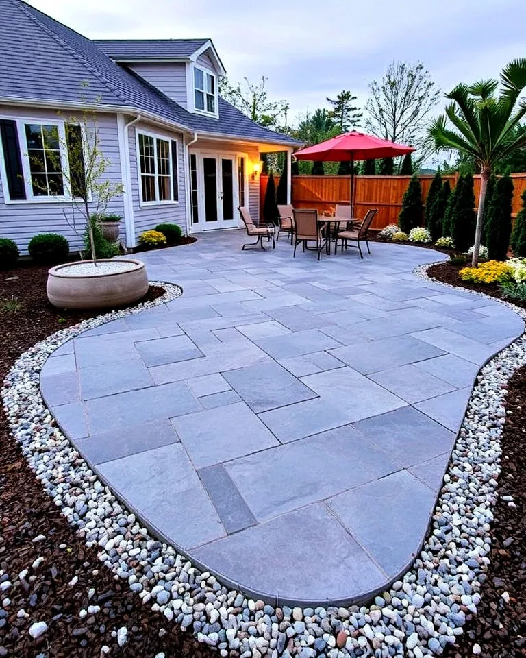 Bluestone with Decorative Gravel Borders