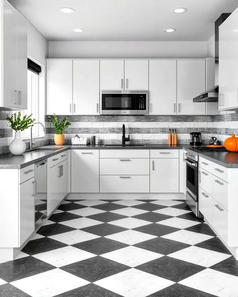 gray and black geometric floor tiles