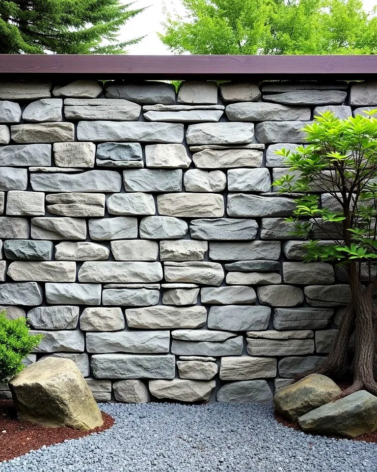 zen garden stone wall outdoors