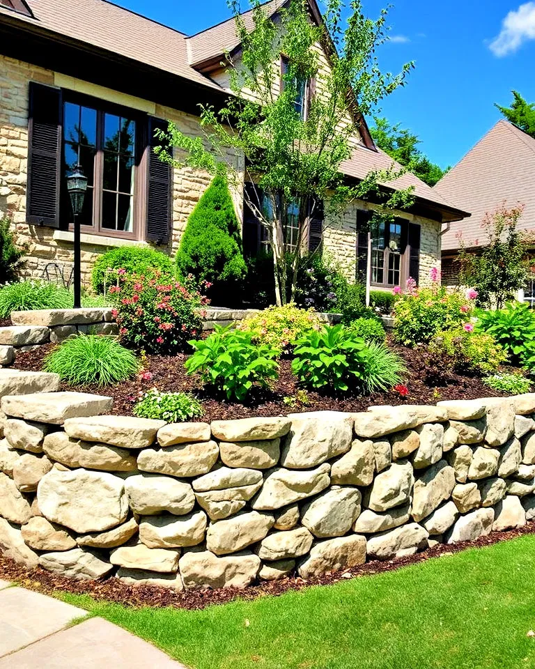 traditional fieldstone garden wall