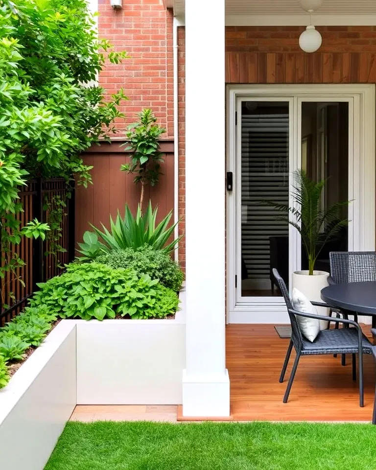 sleek built-in planters