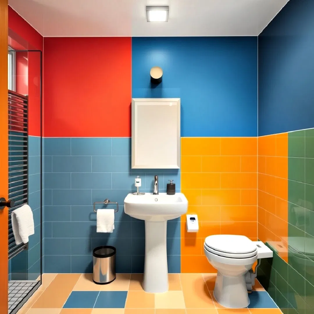color-blocking in teen bathroom