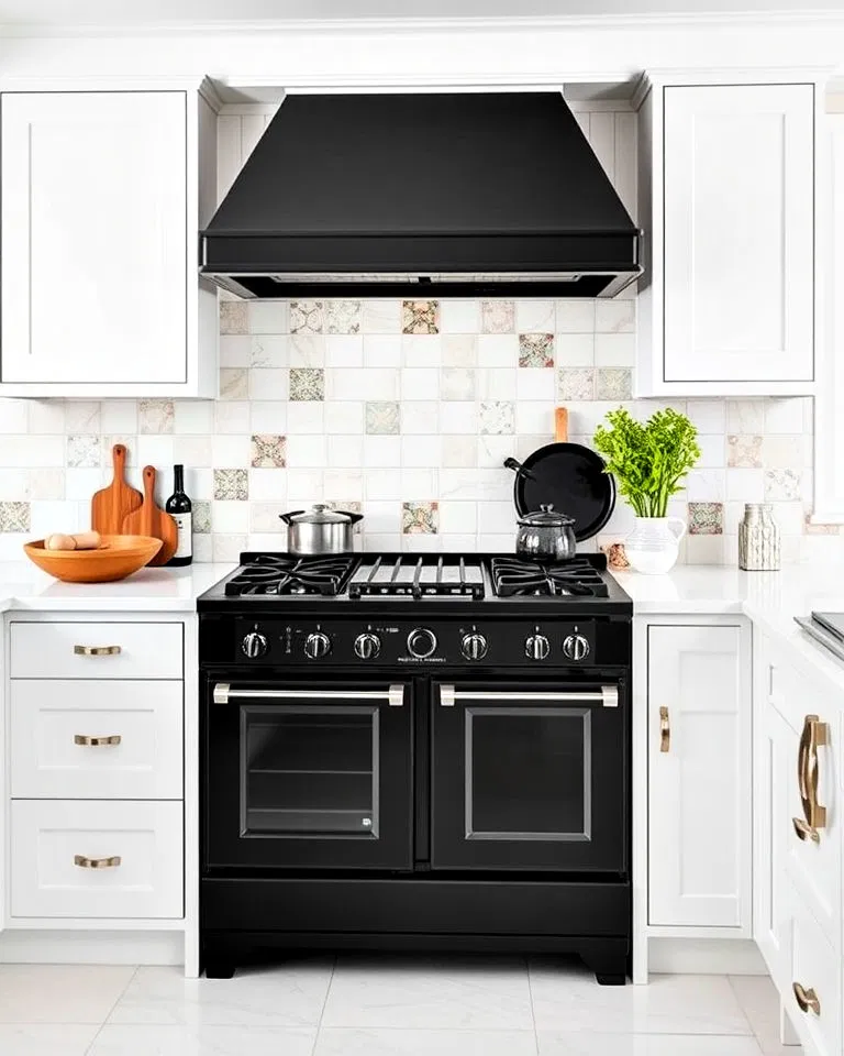 statement black range for white kitchen