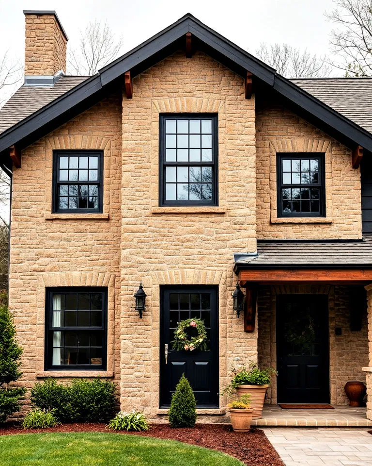 rustic house with black accents