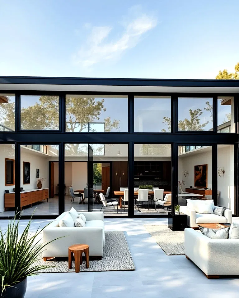 black windows for open concept home